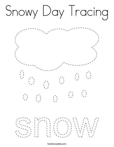 Snowy Day Tracing Coloring Page Twisty Noodle