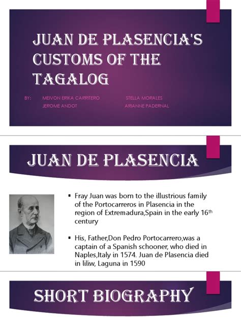 Juan De Plasencia S Customs Of The Tagalog Pdf
