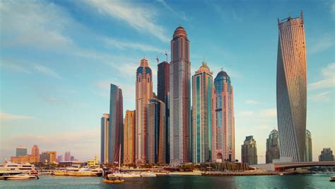 4k Timelapse Dubai Marina Sunset On The Pier And People