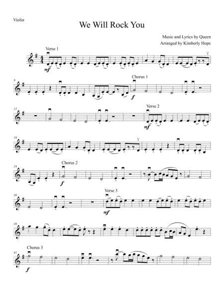 We Will Rock You For Easy Solo Violin And Piano Free Music Sheet