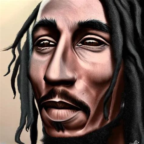Dreamy Portrait Of Bob Marley With Sharp Brown Eyes Openart