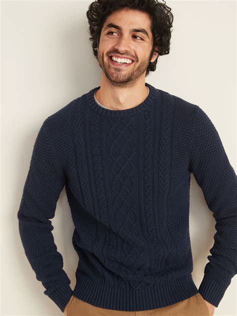 Textured Cable Knit Crew Neck Sweater For Men Old Navy Crew Neck