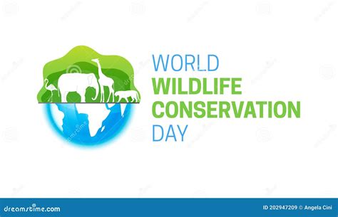 World Wildlife Conservation Day Isolated Logo Icon With Globe Stock