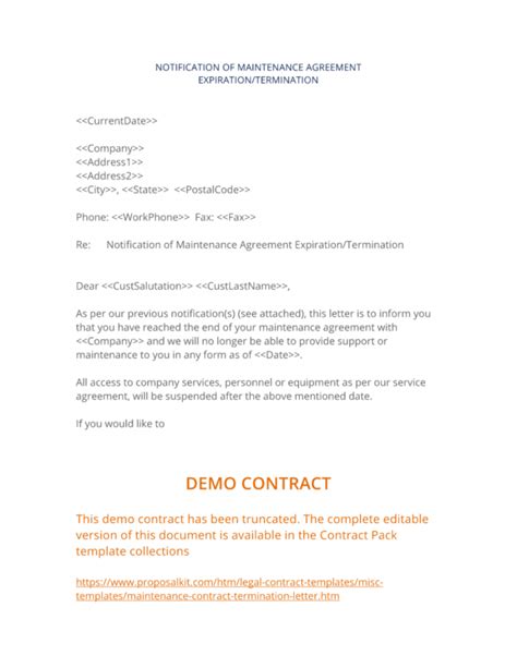 Printable Maintenance Contract Termination Letter 3 Easy Steps Software