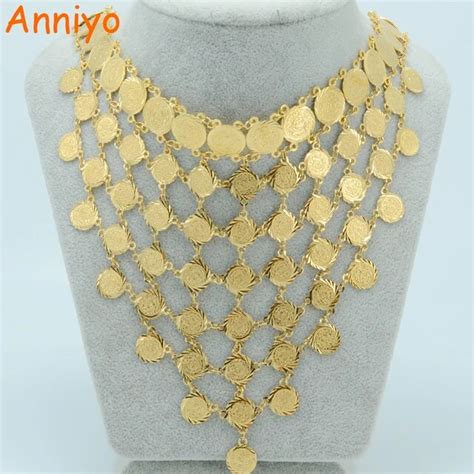 Buy Anniyo 45cmarab Gold Color Coin Necklace For