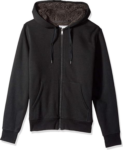 Essentials Mens Sherpa Lined Full Zip Hooded Fleece Sweatshirt Men Clothing