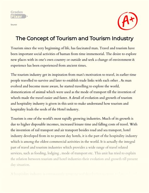 The Concept Of Tourism And Tourism Industry Essay Example 1368