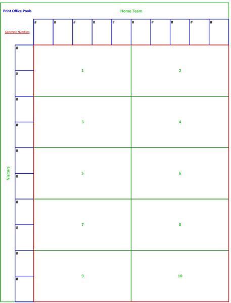 Printable 10 Square Football Pool Sheet Template Football Pool