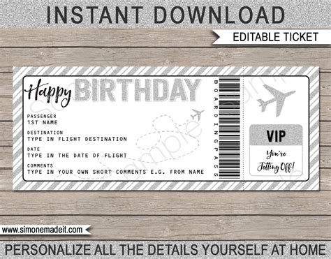 If you are thinking to buy a gift for someone and that person loves to travel, you don't need to purchase. Birthday Gift Airplane Ticket Printable Boarding Pass | Etsy