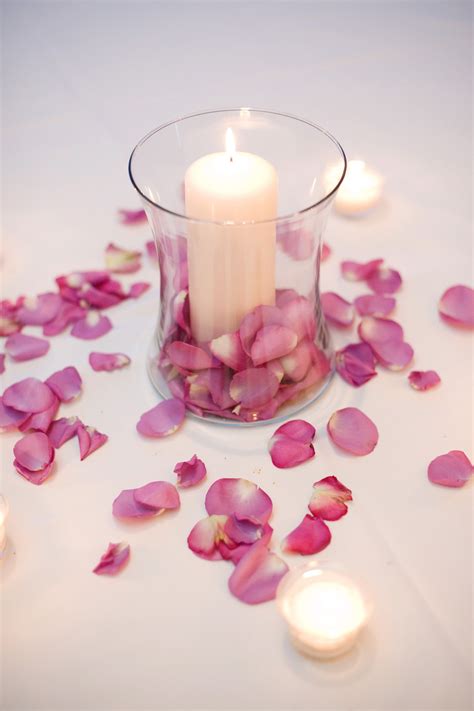 Guest Table Centerpiece With Pillar Candle Votive Candles And Cool