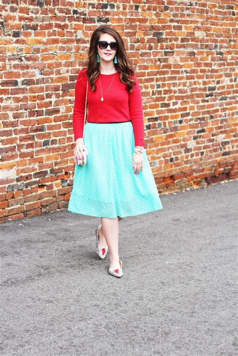 Red Turquoise With Lularoe Lola Skirt Bright On A Budget