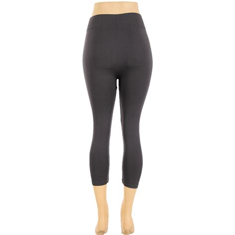 Womens Plus Size Capri Leggings Crop Stretch Pants Basic Solid Fits 1XL