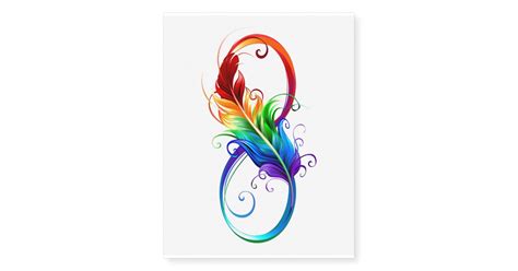 Infinity Symbol With Rainbow Feather Temporary Tattoos Zazzle