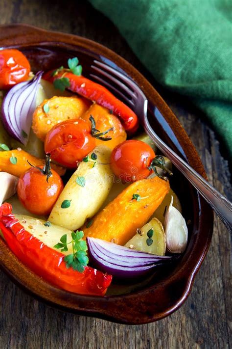 Rustic Oven Baked Vegetables Stock Photo Image Of Food Peppers 65249338