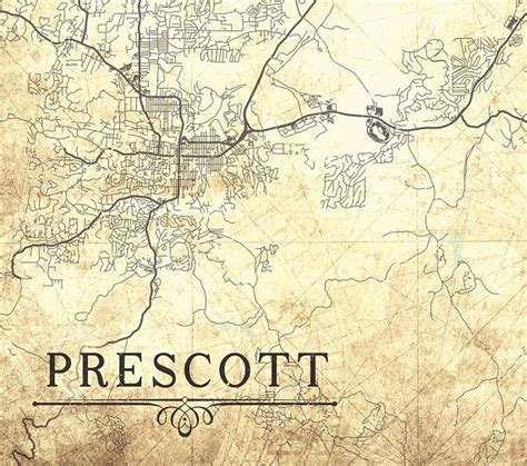 Prescott Az Canvas Print Arizona Vintage Map Prescott Az