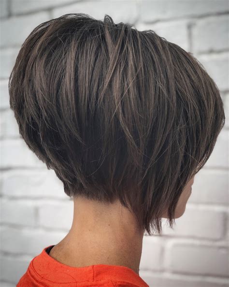 Razored Stacked Bob Emily Yvonne Stacked Bob Haircut Thick Hair