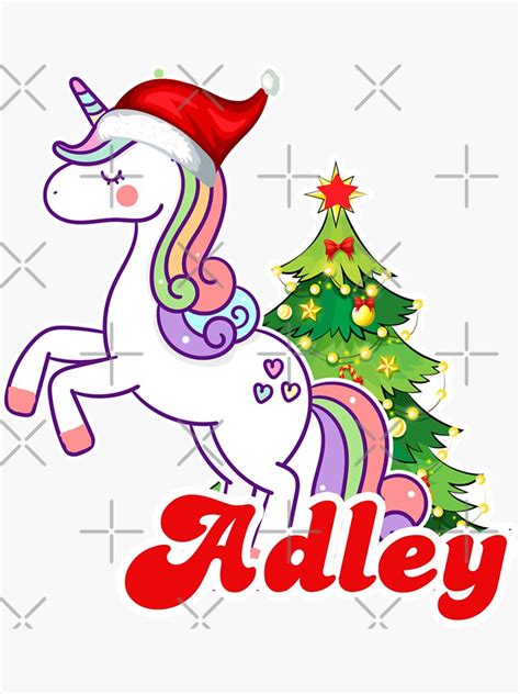 A For Adley Christmas Unicorn Sticker For Sale By Anaen Redbubble