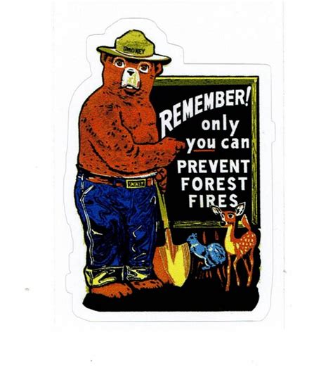 Smokey Bear Sticker Only You Can Prevent Forest Fires New Etsy Canada