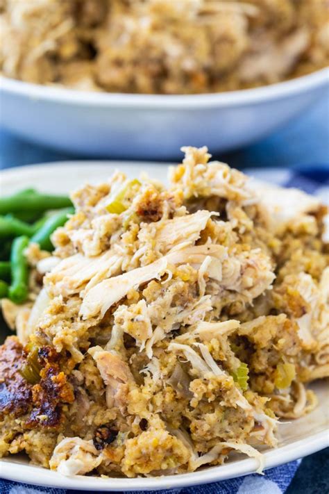 Crock Pot Chicken And Dressing Casserole Spicy Southern Kitchen
