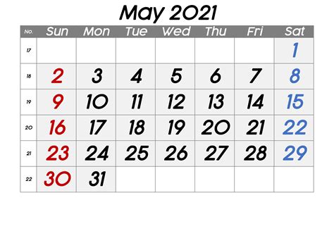 Free Blank May 2021 Printable Calendar Template Pdf Calendar Dream