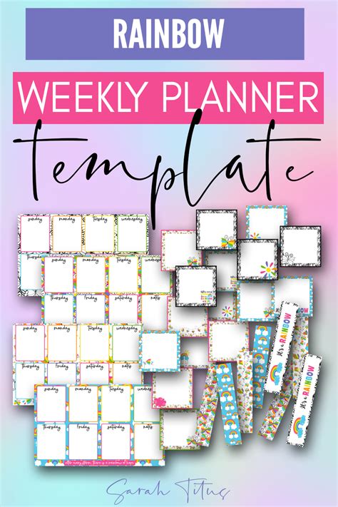 Rainbow Printable Weekly Planner Template Sarah Titus From Homeless Images