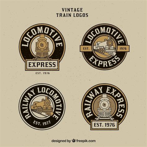 Rounded vintage train logo pack Vector | Free Download