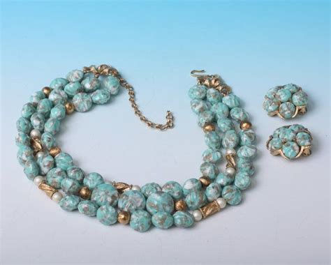 Kramer Turquoise Bead Necklace Earring Set Vintage Demi Parure Etsy