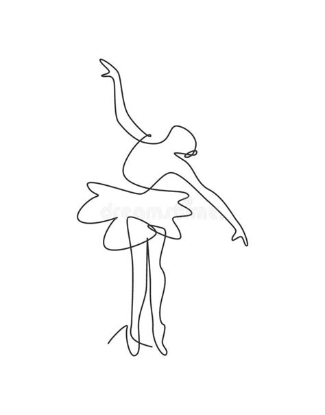 One Continuous Line Drawing Woman Beauty Ballet Dancer In Elegance