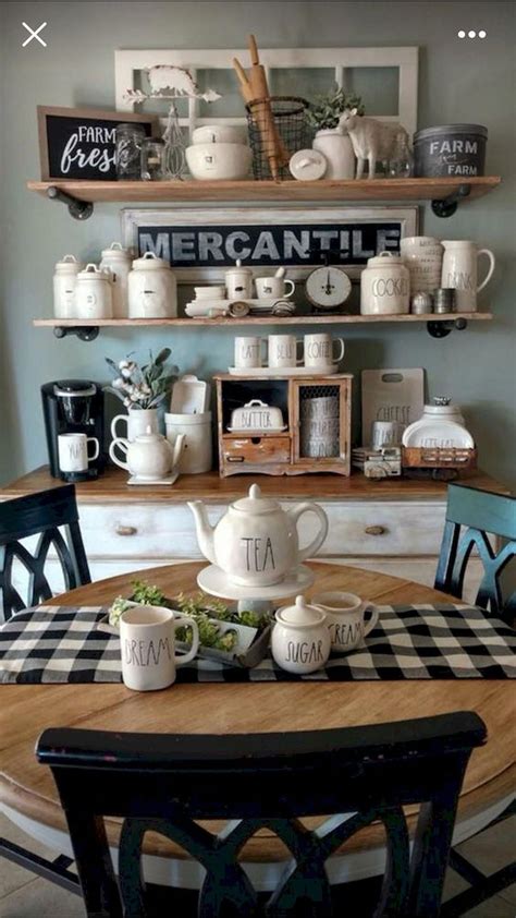 You can have such coffee bar with organized appearance. 29 Expensive Farmhouse Dining Room Design Ideas # ...