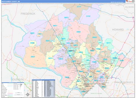 Montgomery County Md Zip Code Maps Color Cast