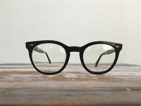 60s Eyeglasses Horn Rimmed American Optical Black Frames Beatnik Wayfarer… Horn Rimmed