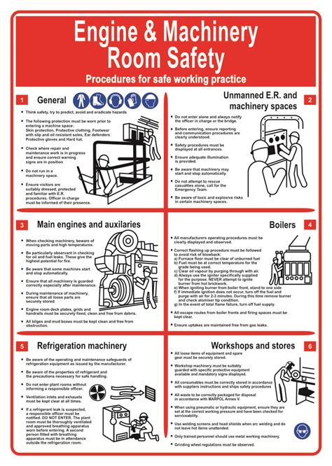 Self Adhesive Poster Engine And Machinery Room Safety Products Traconed