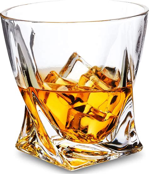 Lanfula Whiskey Rocks Glasses Twisted Crystal Old Large Pack Of 4 Clear Tswop