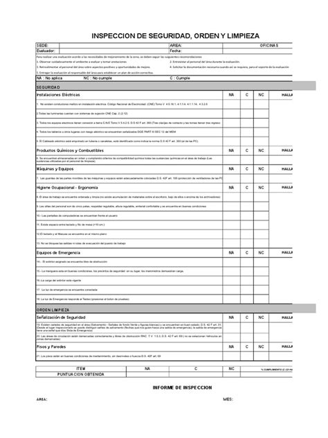 Formato De Inspeccion Oficinas Pdf Informática Y Tecnología De La