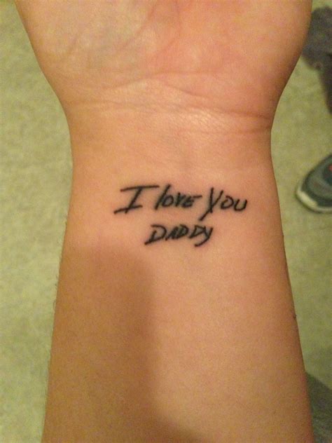 So, if you are also planning to celebrate this fatherhood, or you are already a blessed father, and wish to do something. Tattoo done in deceased fathers handwriting. | Handwriting tattoos, Father tattoos, Tattoos for ...