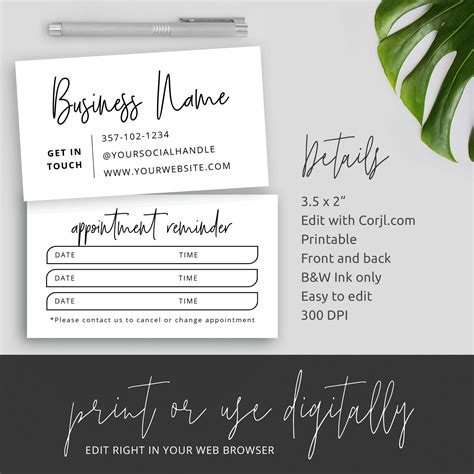 Each template is blank, ready for you to add your. Booking Cards Template - DIY Customer Appointment Card - Corjl Design