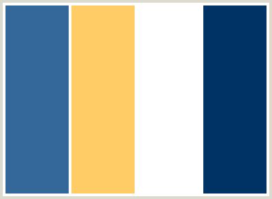 Combine with goldenrod yellow and white to make the perfect blend of warm, sunny colors. ColorCombo99 with Hex Colors #336699 #FFCC66 #FFFFFF ...
