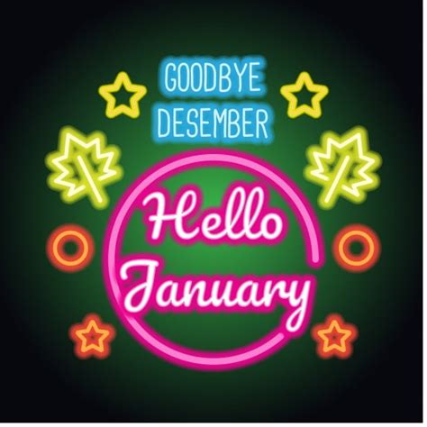 Goodbye December Hello January Spring Text Sign With Frame Autumn