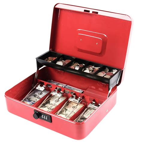 Kyodoled Large Cash Box With Combination Lockmoney Box With Cash Tray