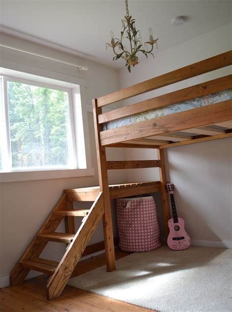 ana white camp loft bed  stair junior height diy