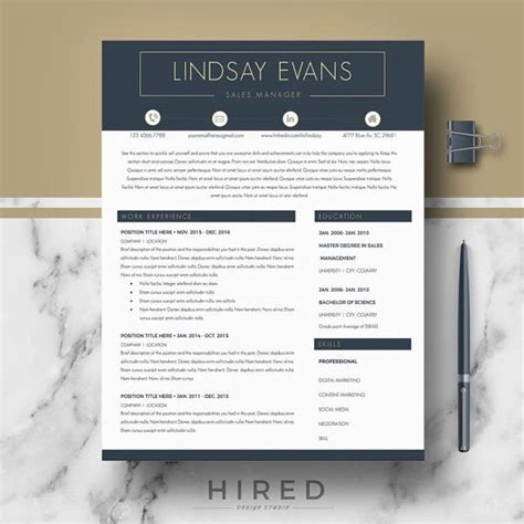 It adapts to all types of personalities and job offers. Sales Manager Resume Template design for Word and Pages ...