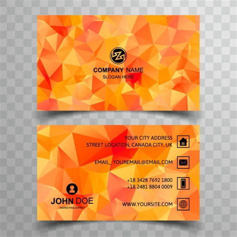Modern Business Card With Orange Polygonal Shapes Eps Vector Uidownload