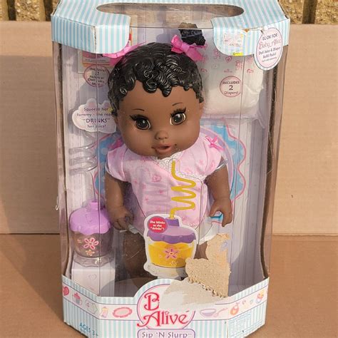 Rare Hasbro 2006 Baby Alive Sip N Slurp African American Baby Doll In
