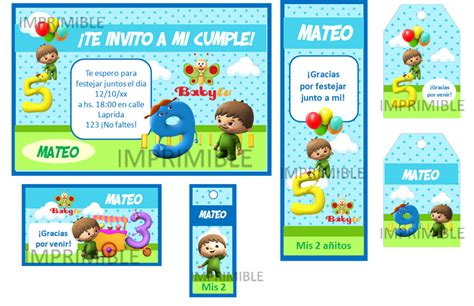 Kit Imprimible Baby Tv Tarjetas Cajitas Invitaciones Kit