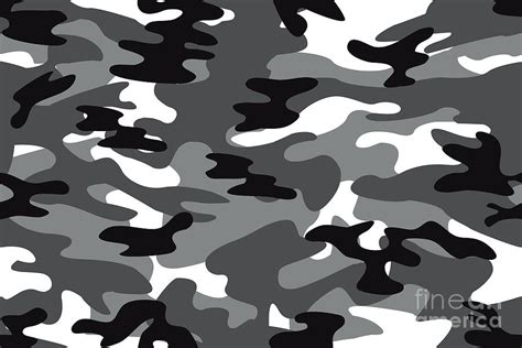 Seamless Vector Background Of Gray Woodland Camouflage Digital Art By