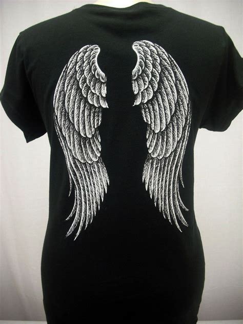 Womens Medium Angel Wings Black T Shirt S M L Xl Black Angel Wings