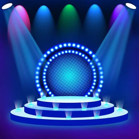 Colourful Blue Stage Podium Spotlight Background | Pink background