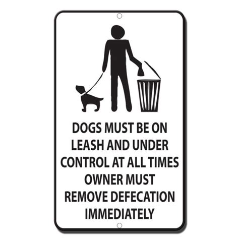 Dogs Must Be Leash Under Control Times Owner Remove Defecation