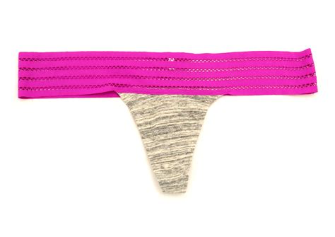 victoria s secret pink striped mesh lace trim thong panty