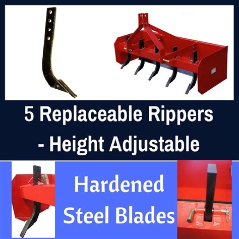 Box Blade 5 Ft Grader Scraper Adjustable Height Rippers Tractor 3 Point